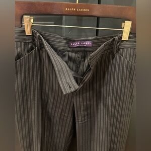 Ralph Lauren Purple Label Black pinstriped wool dress pants